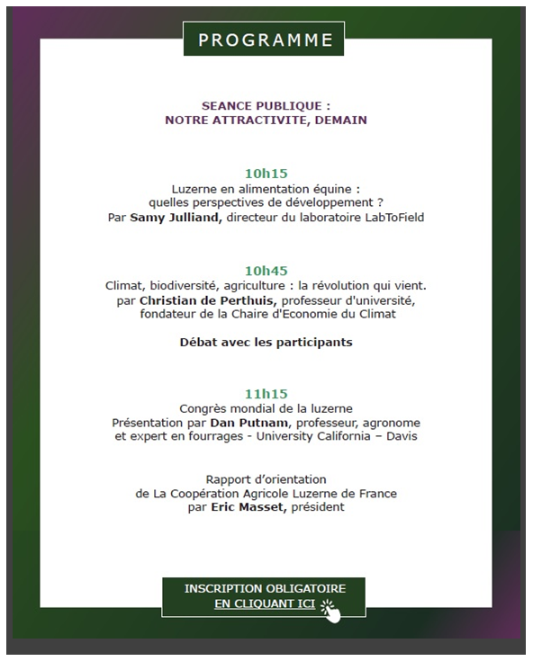 Programme AG LCA Luzerne de France 2022