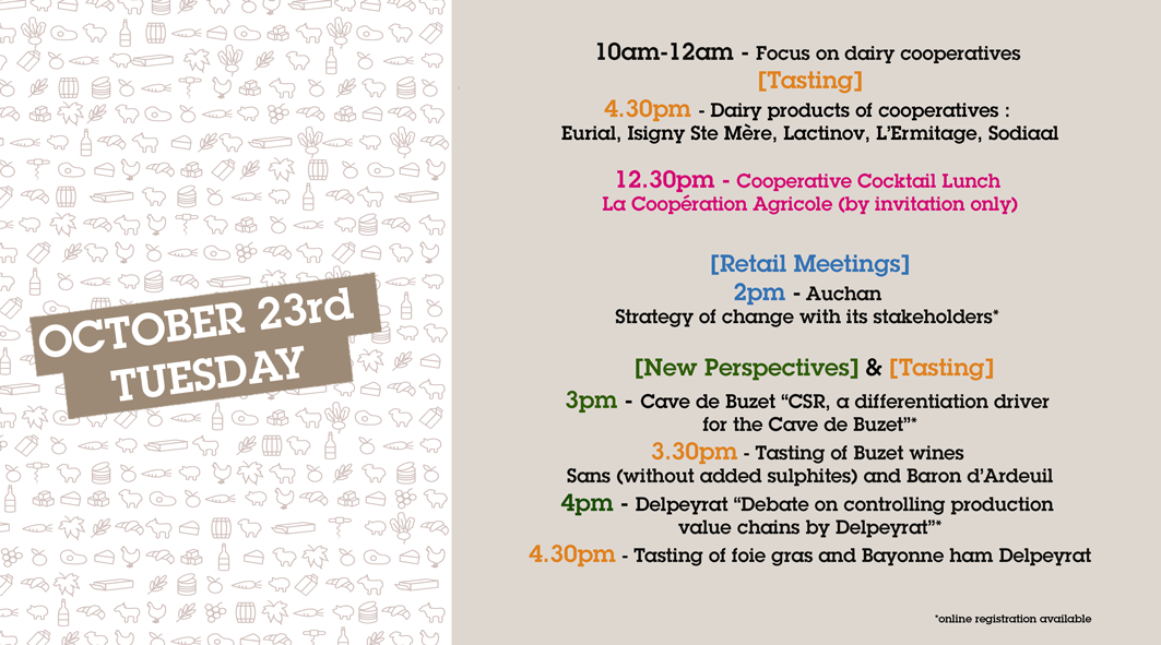 Programme cooperatives SIAL Paris tuesday 23