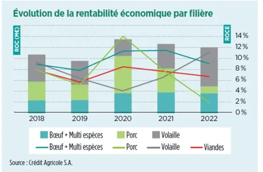 Oservatoir Crédit Agricole des entreprises du secteur viande 2024 - rentabilité