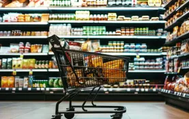 Caddie dans un rayon d'un magasin de distribution