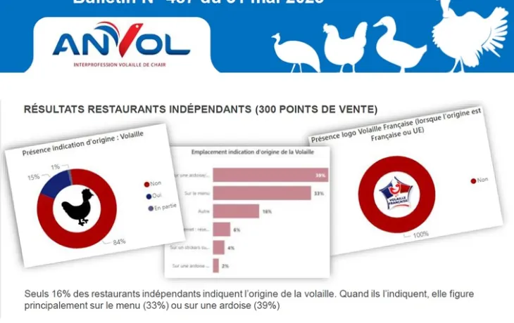 Seuls 15% des restaurants appliquent l’obligation d’affichage de l’origine des viandes de volaille